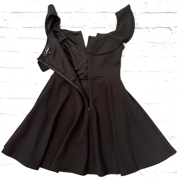 Lulus Black Ruffle Mini Dress Fit and Flare Skater Party Formal Dress Size Small - Picture 10 of 12